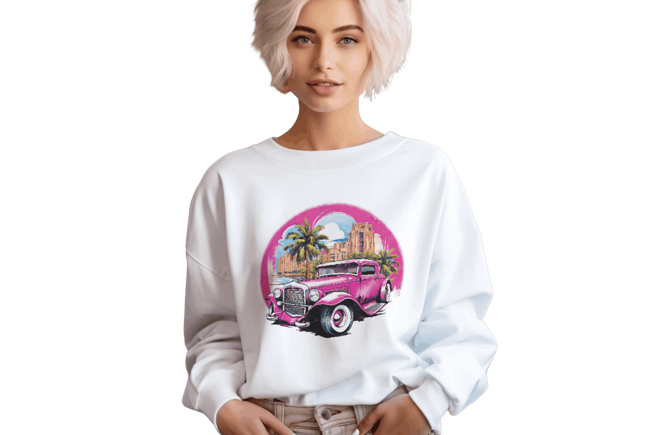 Pink Hot Rod Crewneck Sweatshirt for a Stylish Wardrobe Upgrade