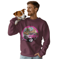 Thumbnail for Pink Hot Rod Crewneck Sweatshirt for a Stylish Wardrobe Upgrade Maroon