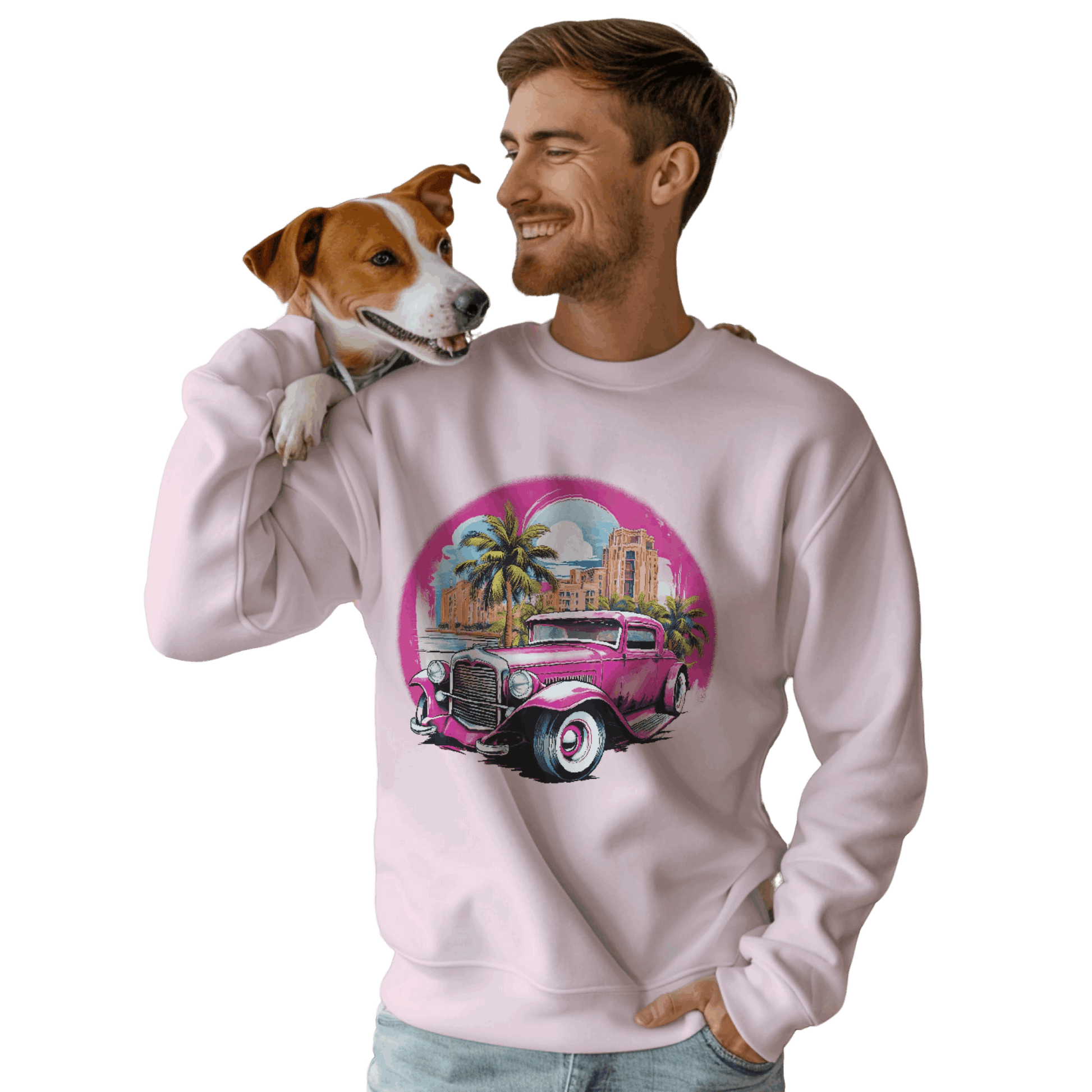 Pink Hot Rod Crewneck Sweatshirt for a Stylish Wardrobe Upgrade Light Pink