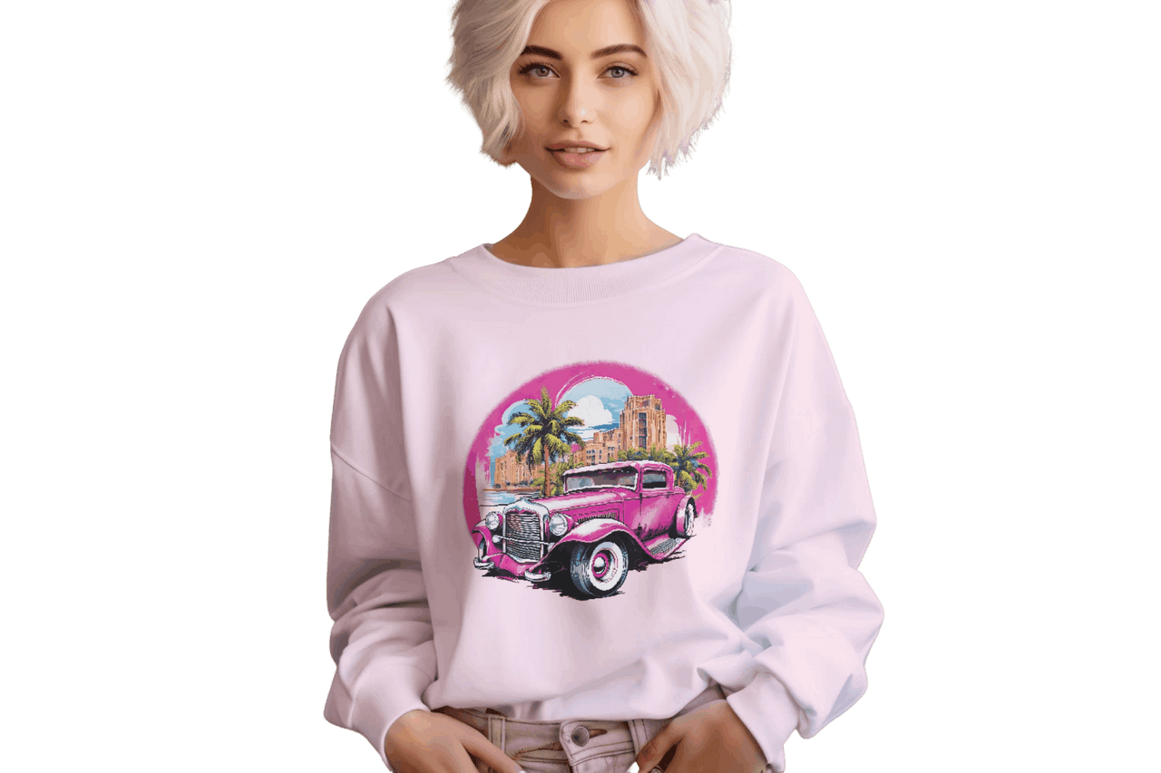 Pink Hot Rod Crewneck Sweatshirt for a Stylish Wardrobe Upgrade