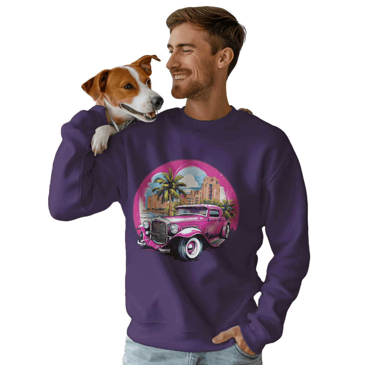 Pink Hot Rod Crewneck Sweatshirt for a Stylish Wardrobe Upgrade Purple