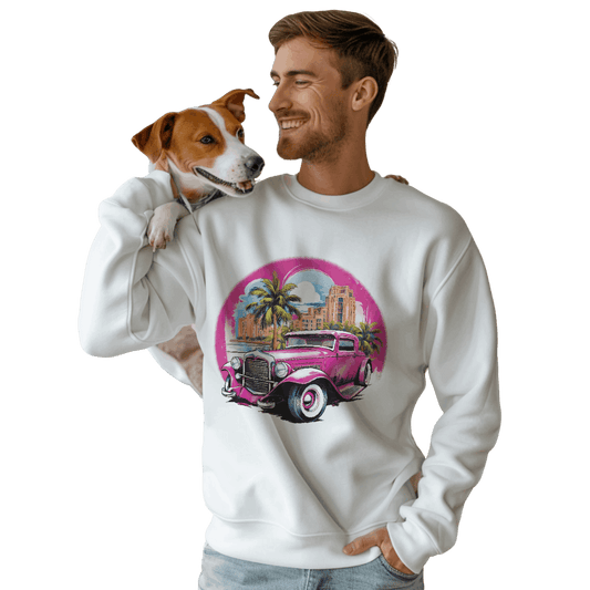 Pink Hot Rod Crewneck Sweatshirt for a Stylish Wardrobe Upgrade White