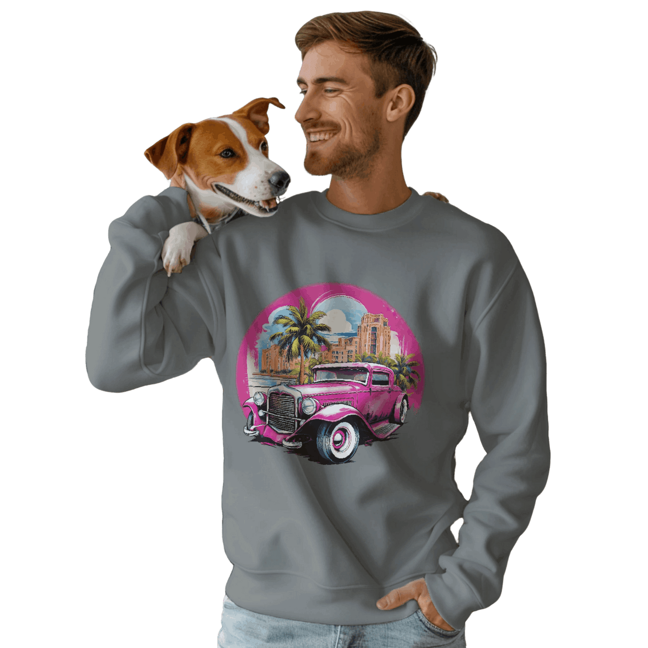 Pink Hot Rod Crewneck Sweatshirt for a Stylish Wardrobe Upgrade Graphite Heather