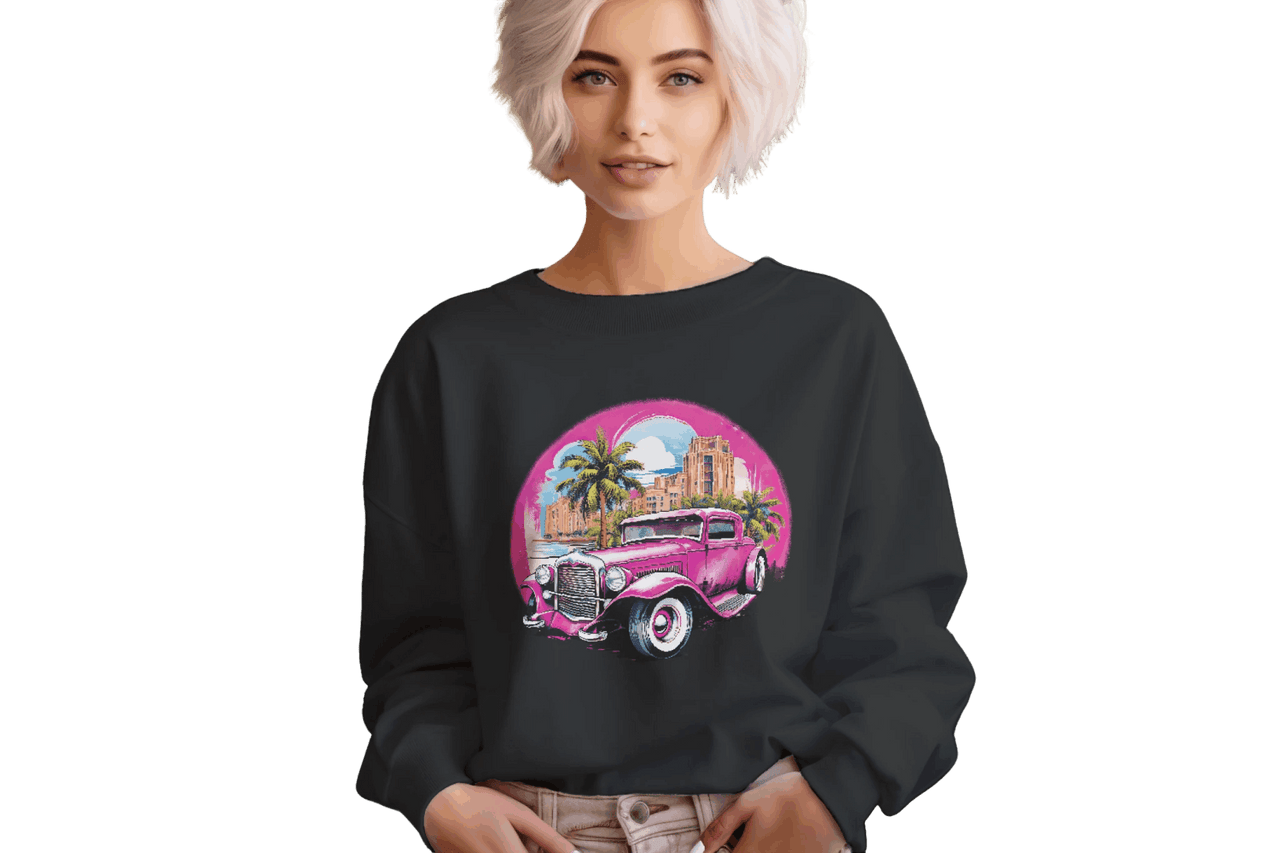 Pink Hot Rod Crewneck Sweatshirt for a Stylish Wardrobe Upgrade