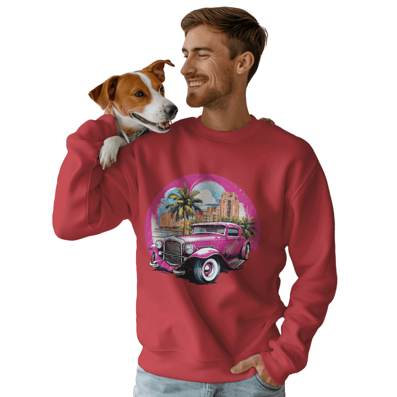 Pink Hot Rod Crewneck Sweatshirt for a Stylish Wardrobe Upgrade Red