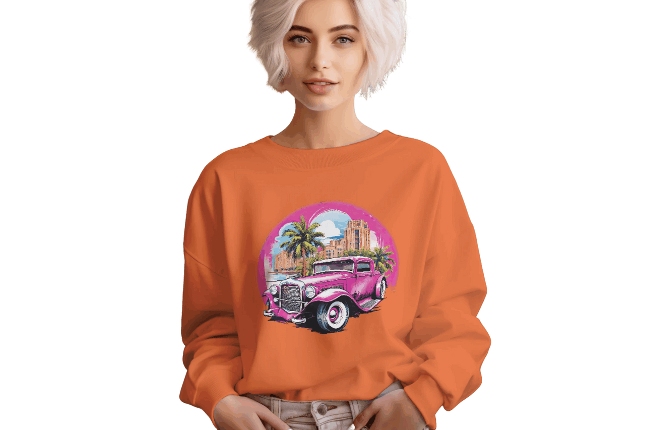 Pink Hot Rod Crewneck Sweatshirt for a Stylish Wardrobe Upgrade