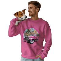 Thumbnail for Pink Hot Rod Crewneck Sweatshirt for a Stylish Wardrobe Upgrade Heliconia