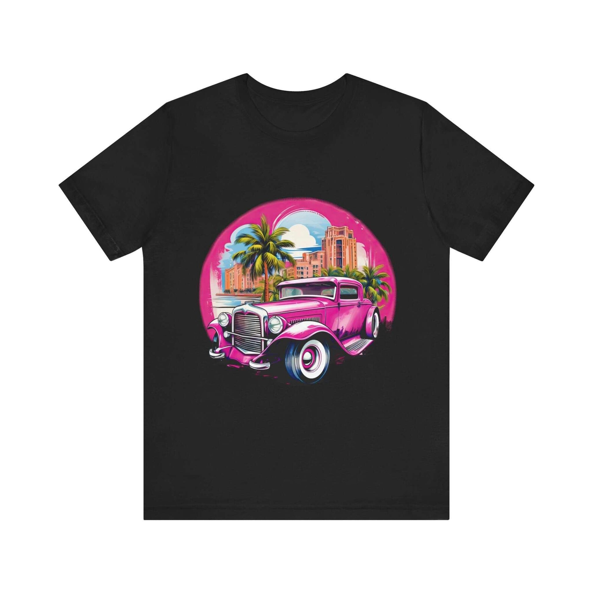 Pink Hot Rod T-Shirt: Retro Charm Meets Tropical Vibes