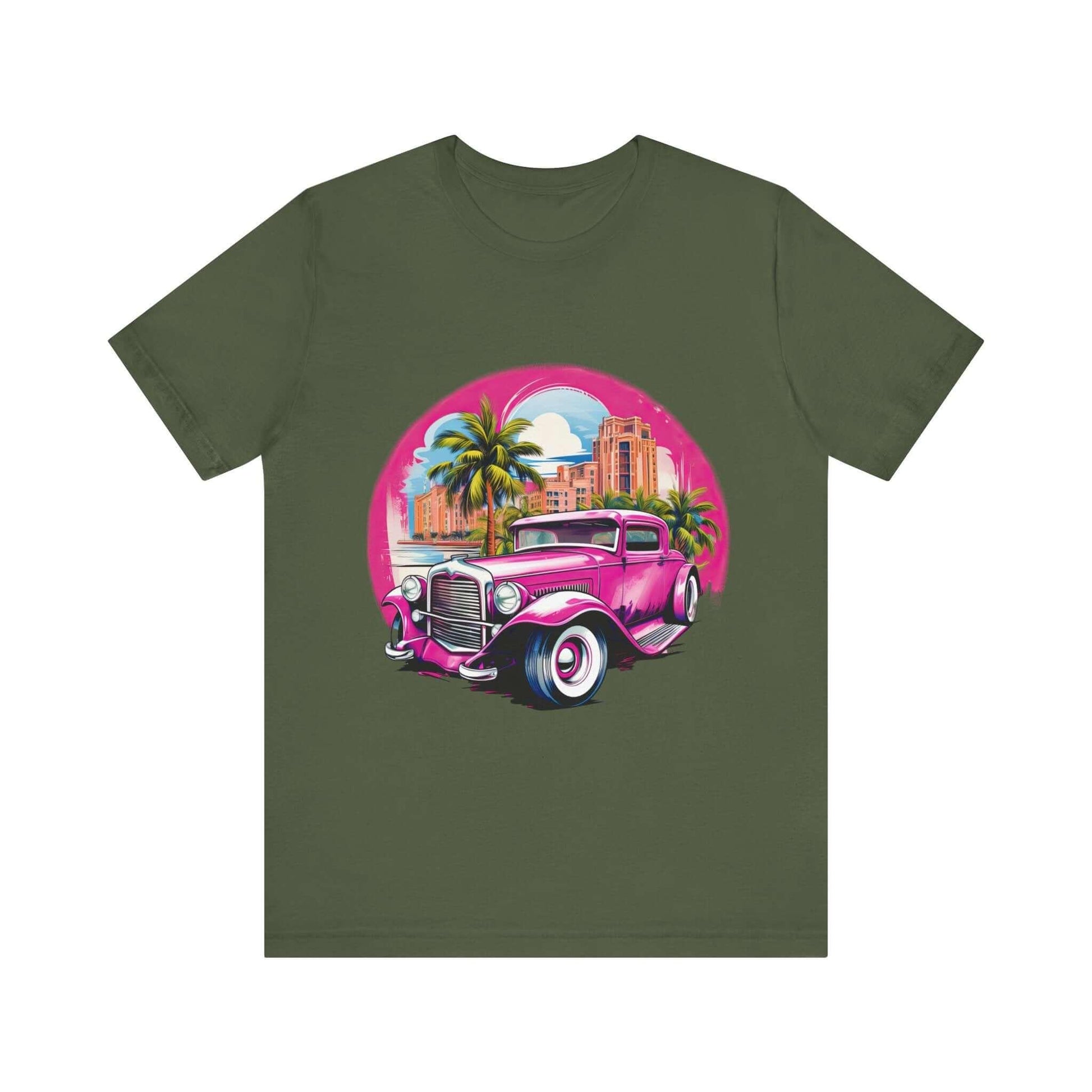 Pink Hot Rod T-Shirt: Retro Charm Meets Tropical Vibes