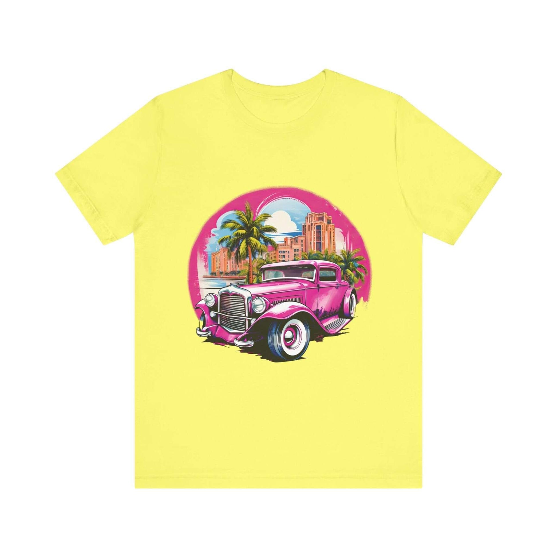 Pink Hot Rod T-Shirt: Retro Charm Meets Tropical Vibes