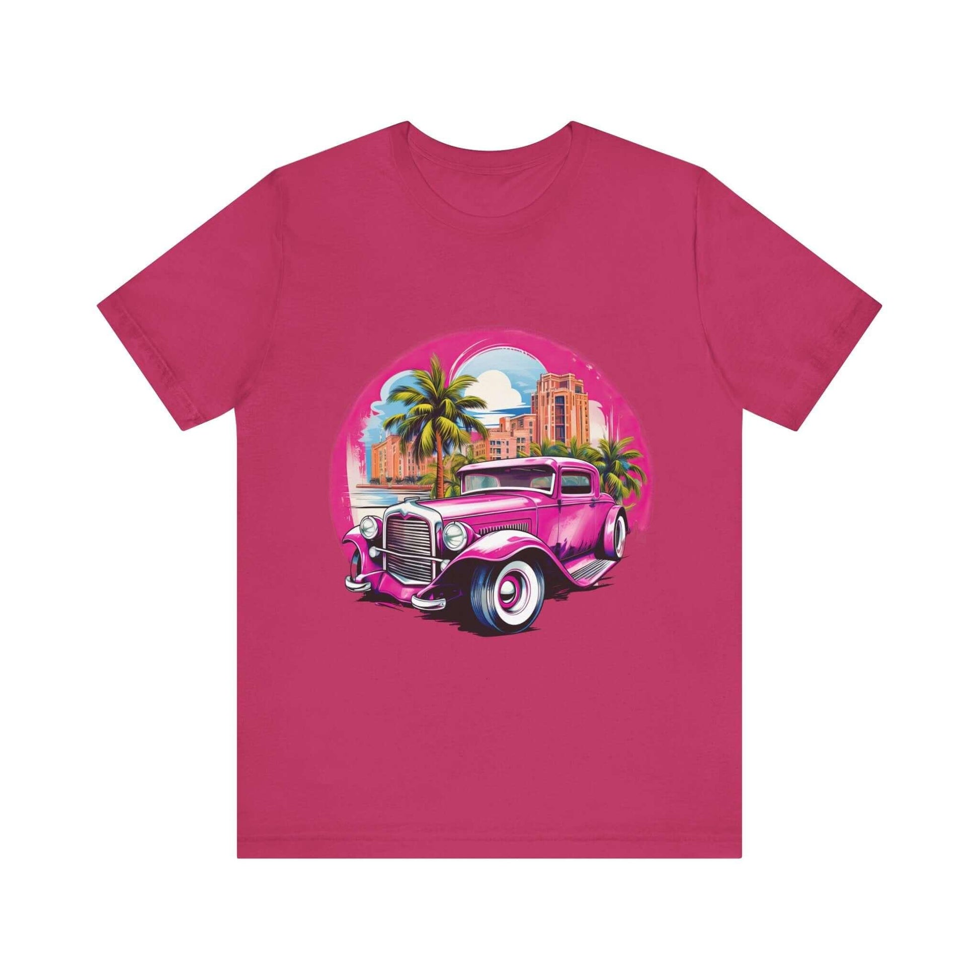 Pink Hot Rod T-Shirt: Retro Charm Meets Tropical Vibes