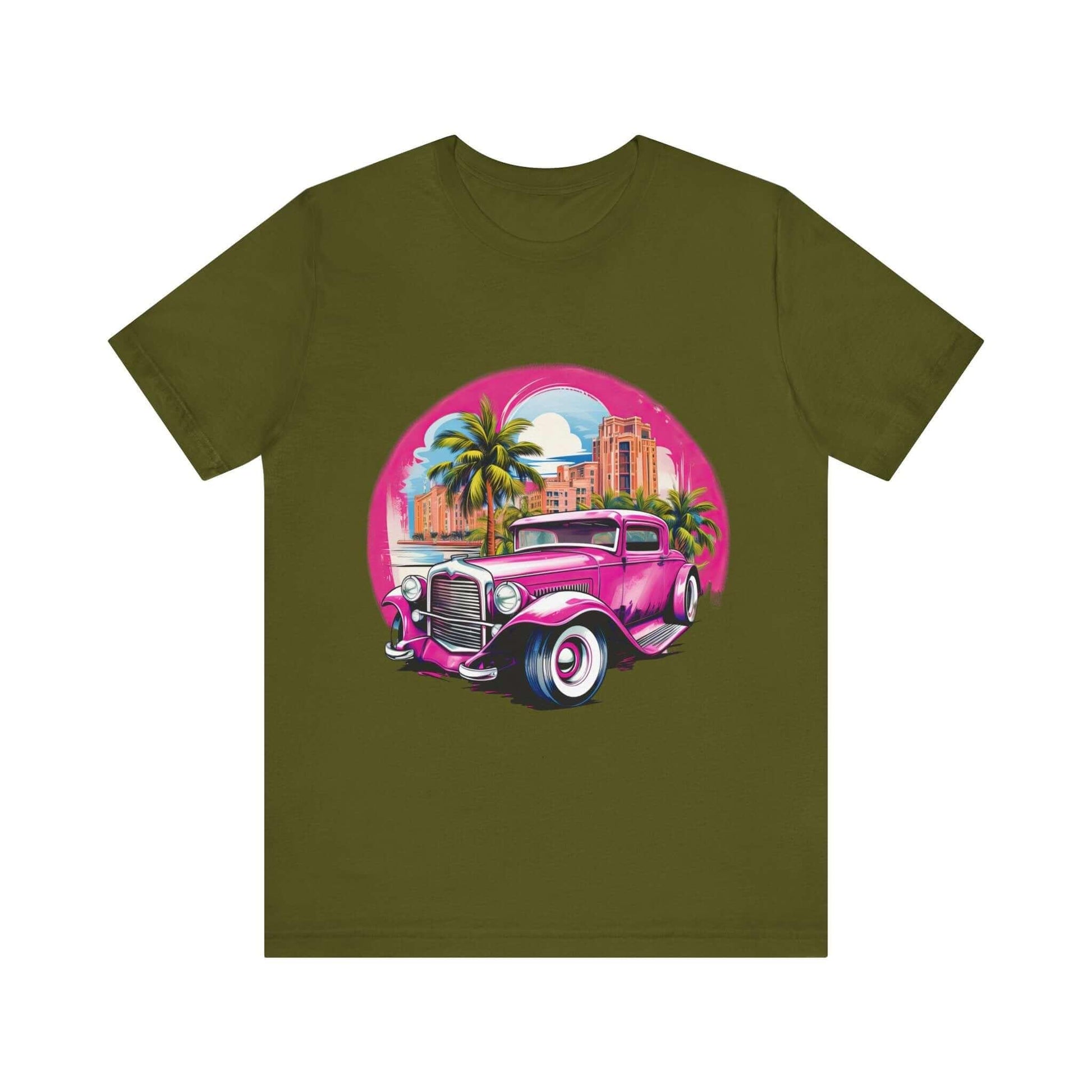 Pink Hot Rod T-Shirt: Retro Charm Meets Tropical Vibes