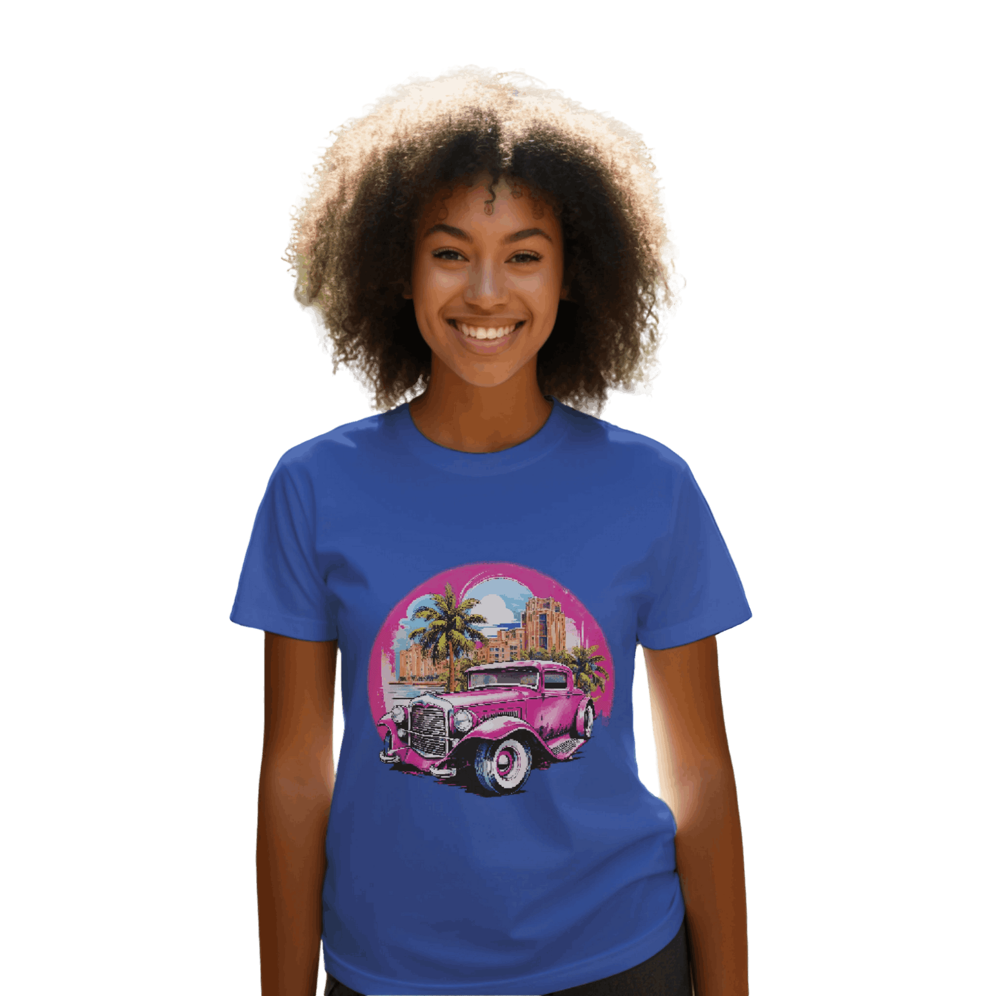 Pink Hot Rod T-Shirt: Retro Charm Meets Tropical Vibes