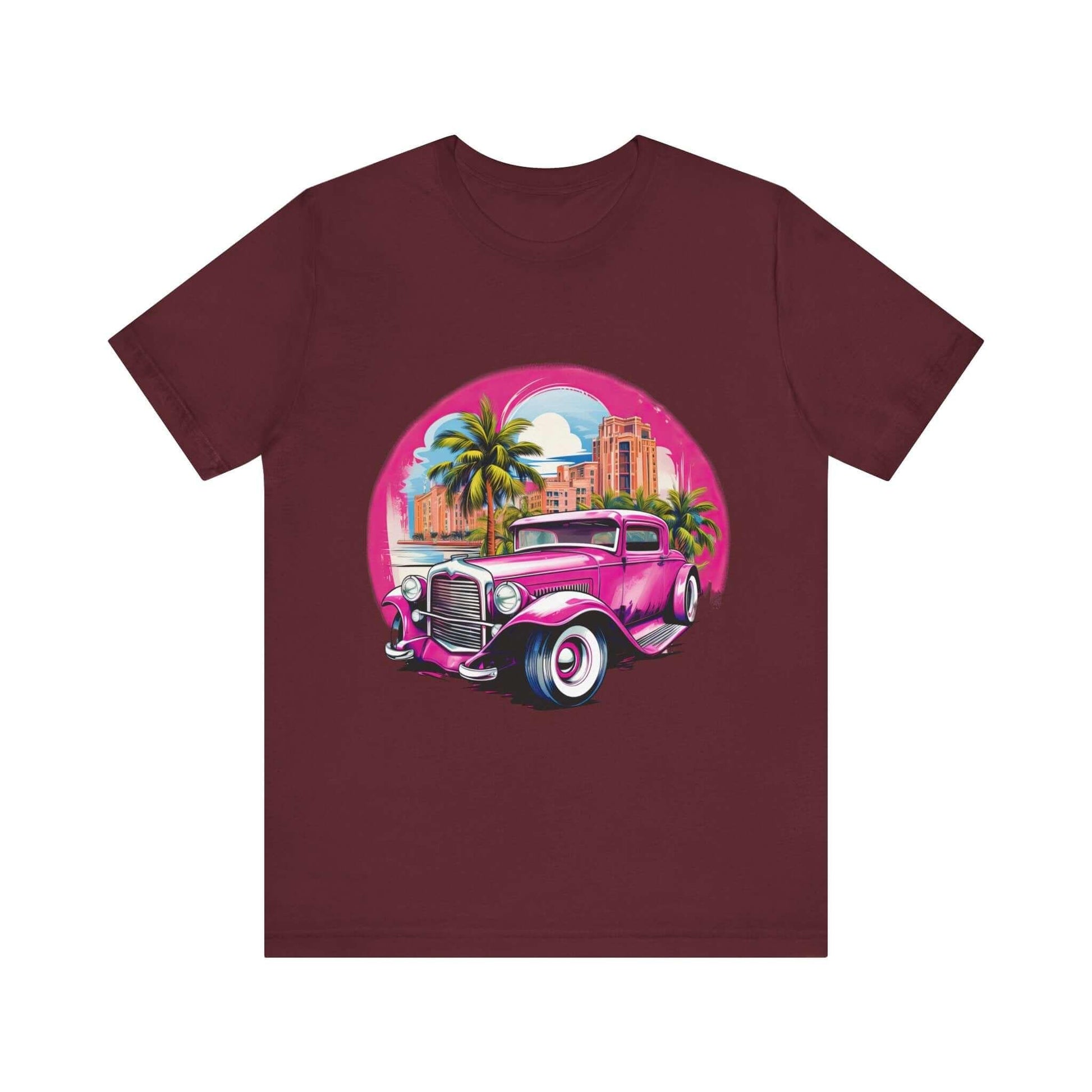 Pink Hot Rod T-Shirt: Retro Charm Meets Tropical Vibes