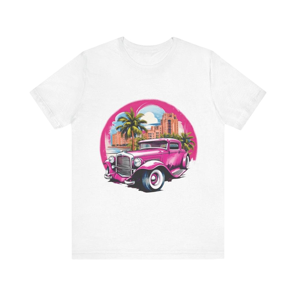 Pink Hot Rod T-Shirt: Retro Charm Meets Tropical Vibes