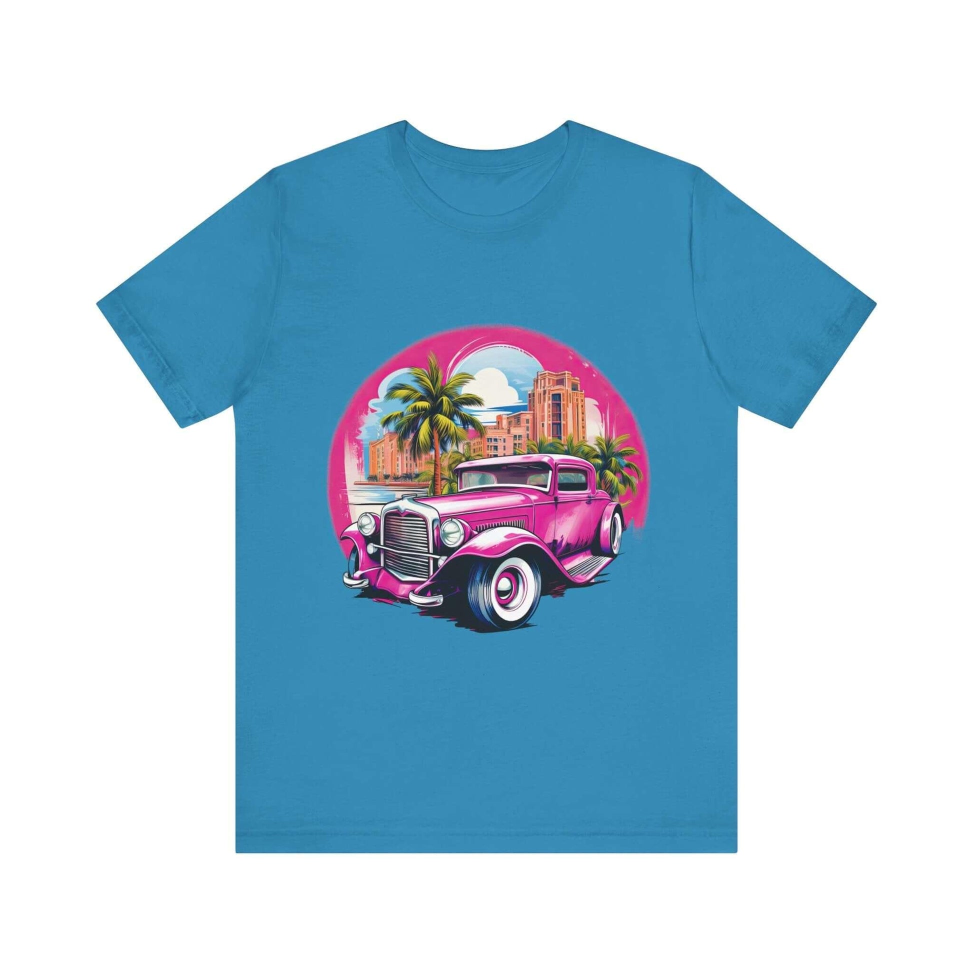 Pink Hot Rod T-Shirt: Retro Charm Meets Tropical Vibes