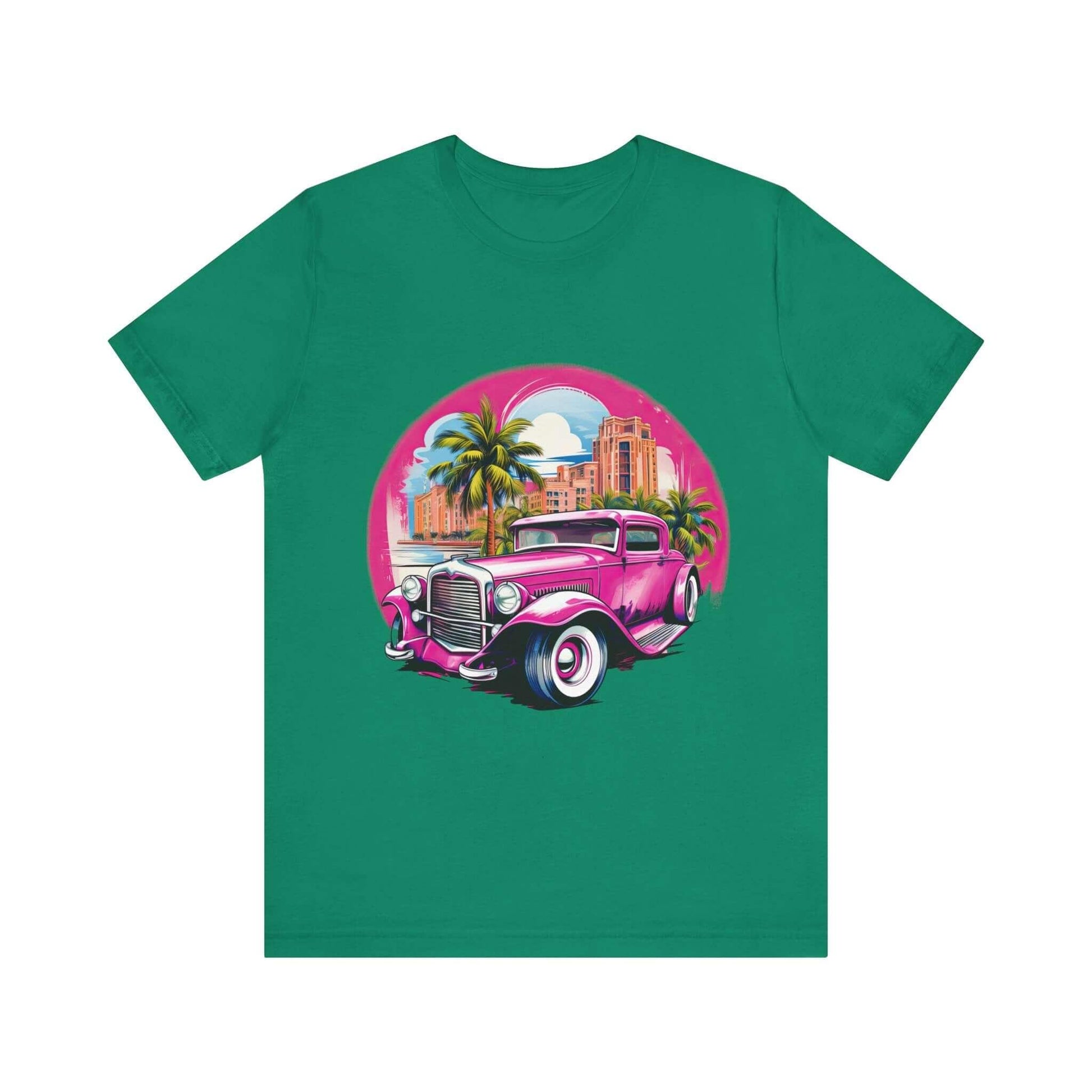 Pink Hot Rod T-Shirt: Retro Charm Meets Tropical Vibes