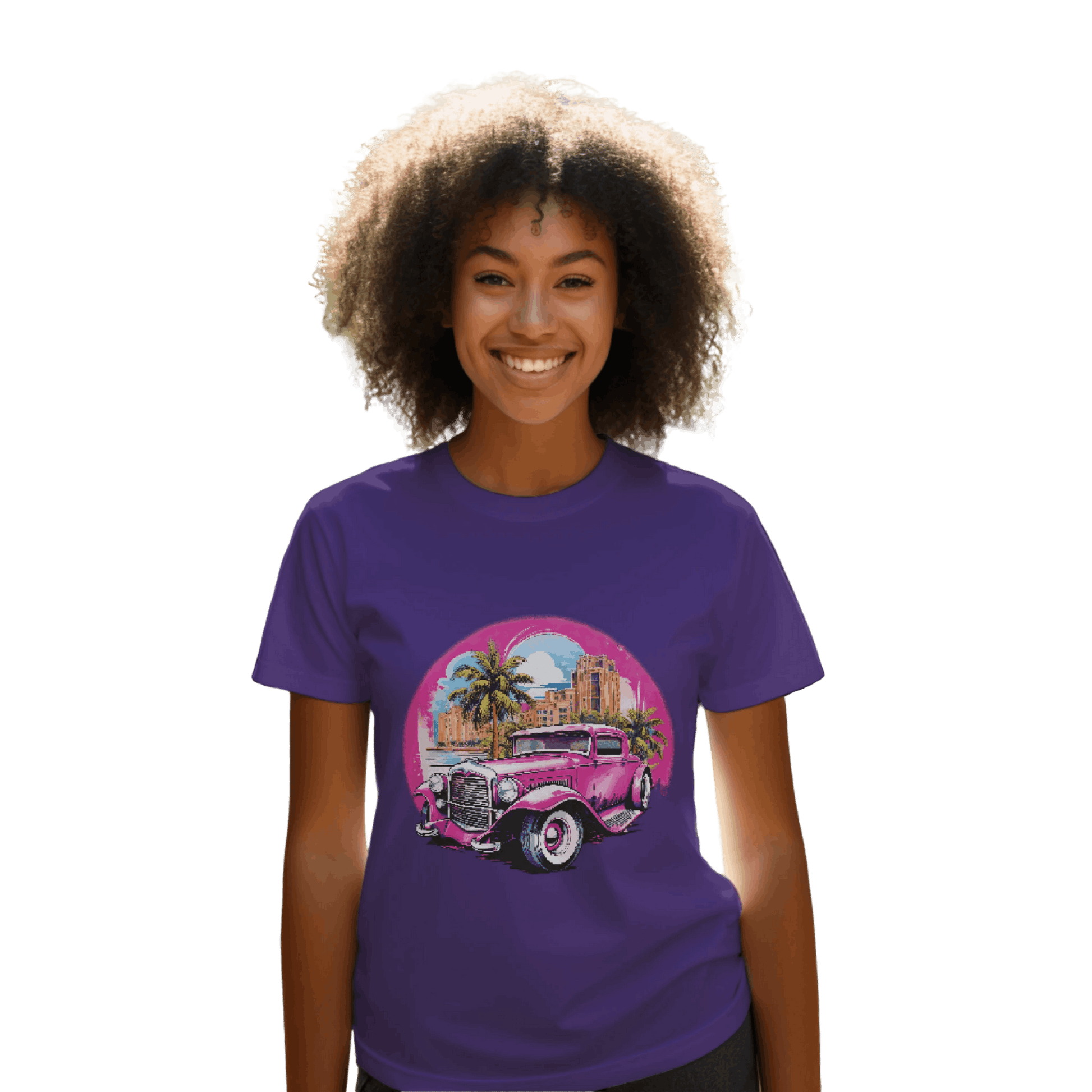 Pink Hot Rod T-Shirt: Retro Charm Meets Tropical Vibes