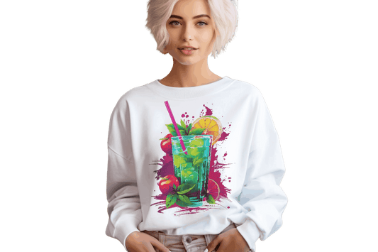 Refreshing Mojito Crewneck Sweatshirt for Summer Vibes White