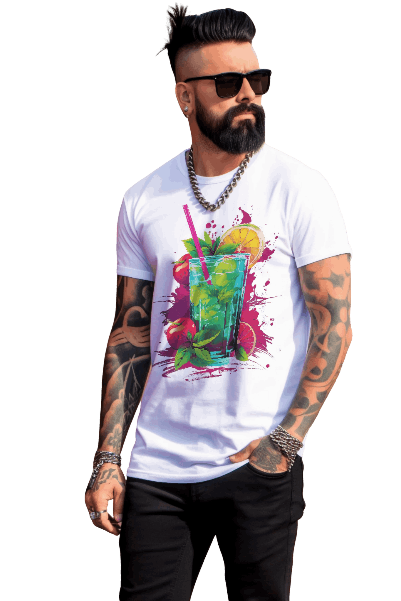 Vibrant Drink Design Refreshing T-Shirt for a Whimsical Look