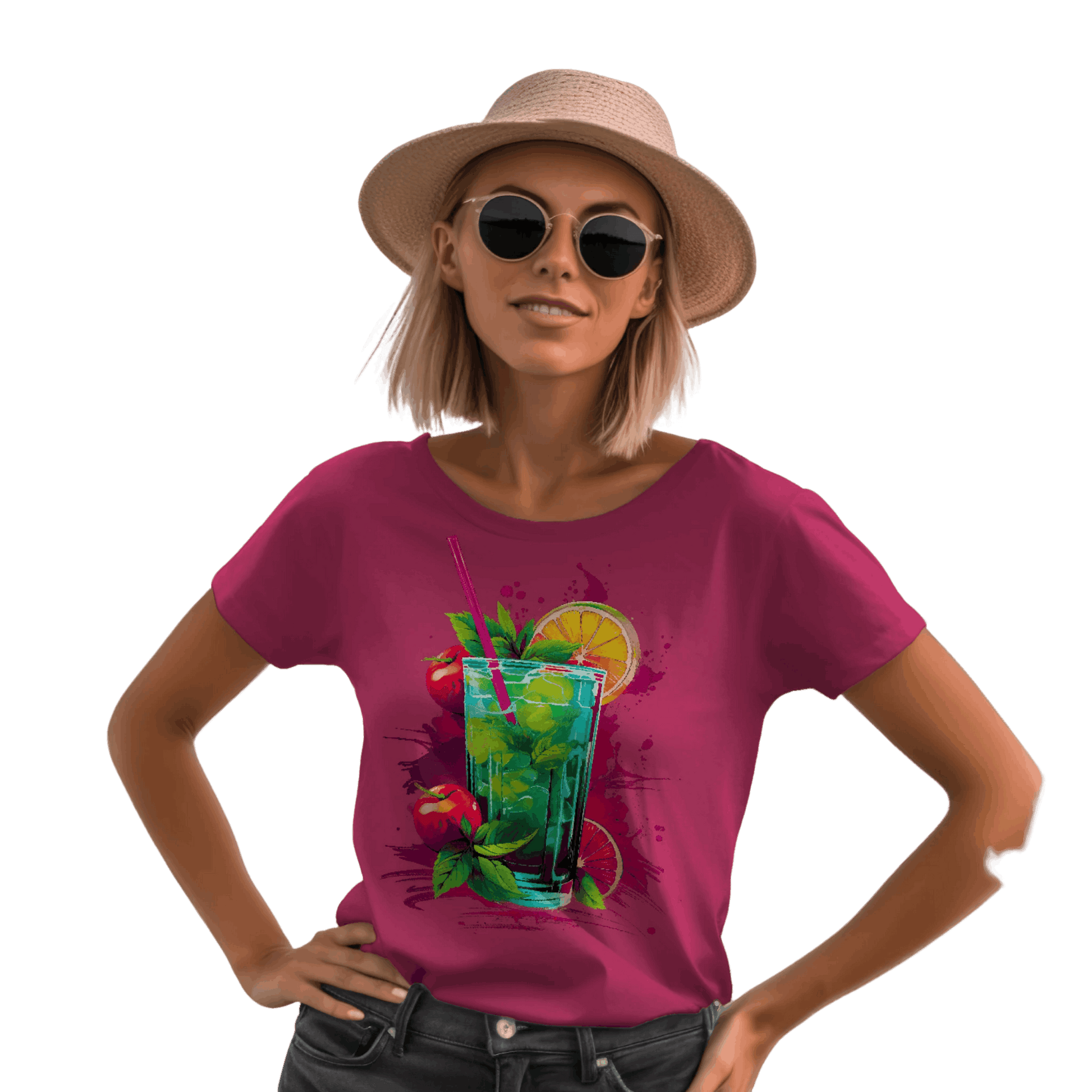 Vibrant Drink Design Refreshing T-Shirt for a Whimsical Look Berry