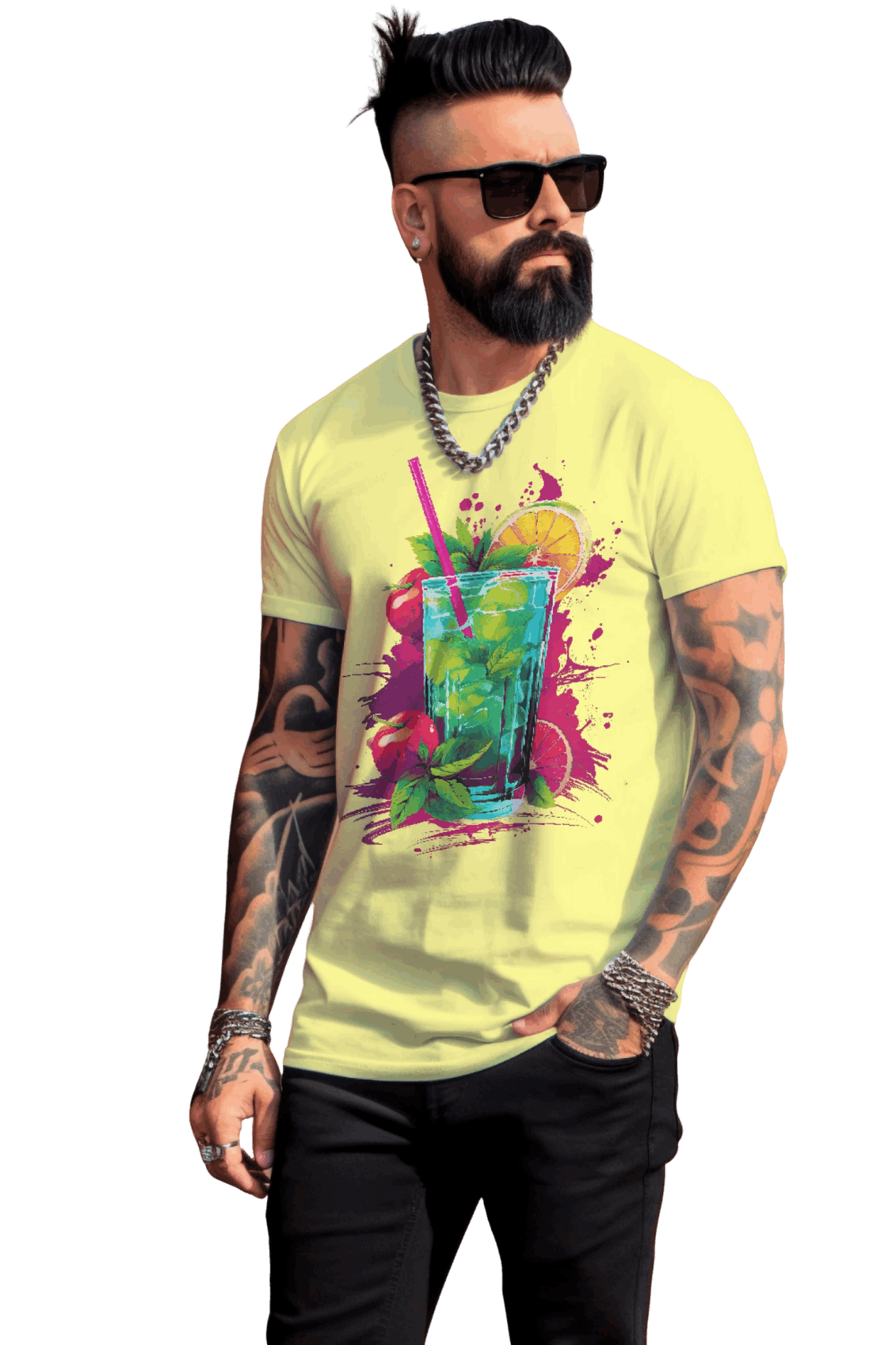 Vibrant Drink Design Refreshing T-Shirt for a Whimsical Look