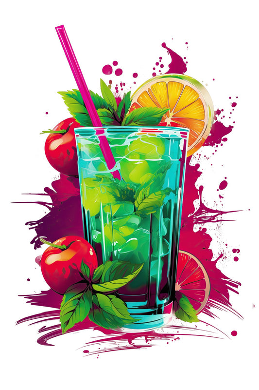 Vibrant Drink Design Refreshing T-Shirt for a Whimsical Look