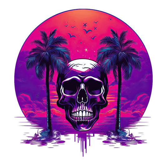 Skull Sunset Sweatshirt: Unique Artistry Meets Vibrant Tropical Vibes