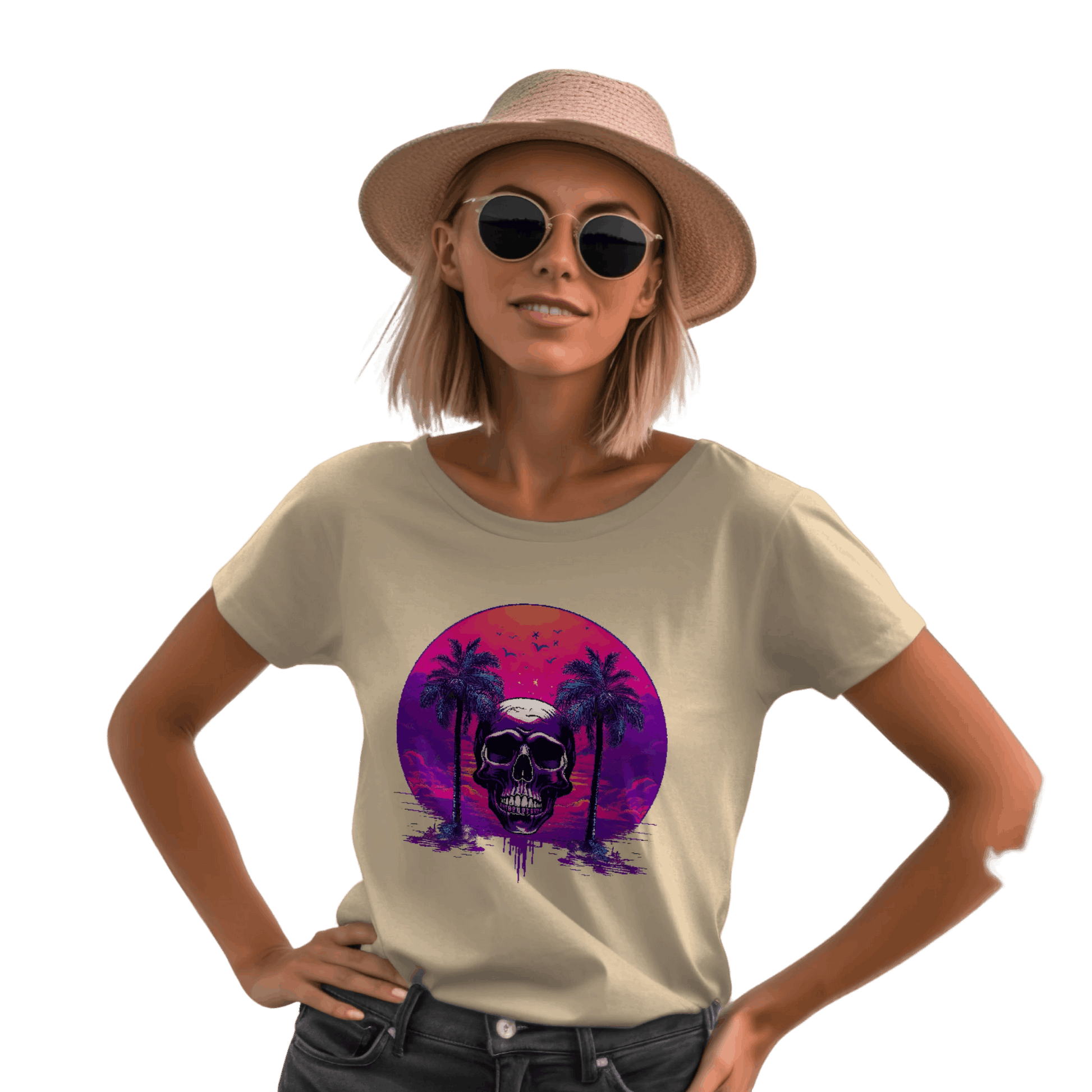 Empowering Skull Sunset T-Shirt Embracing Life and Mortality