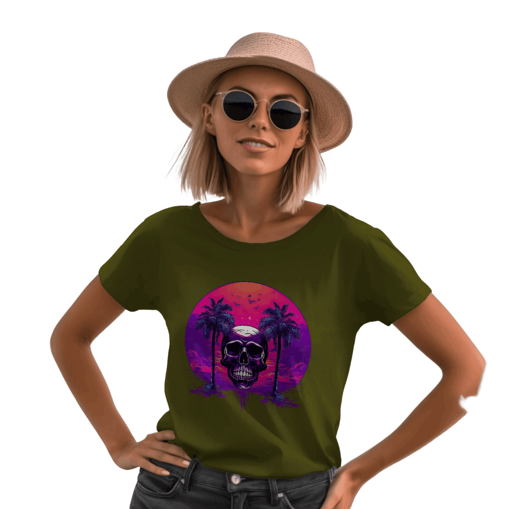 Empowering Skull Sunset T-Shirt Embracing Life and Mortality