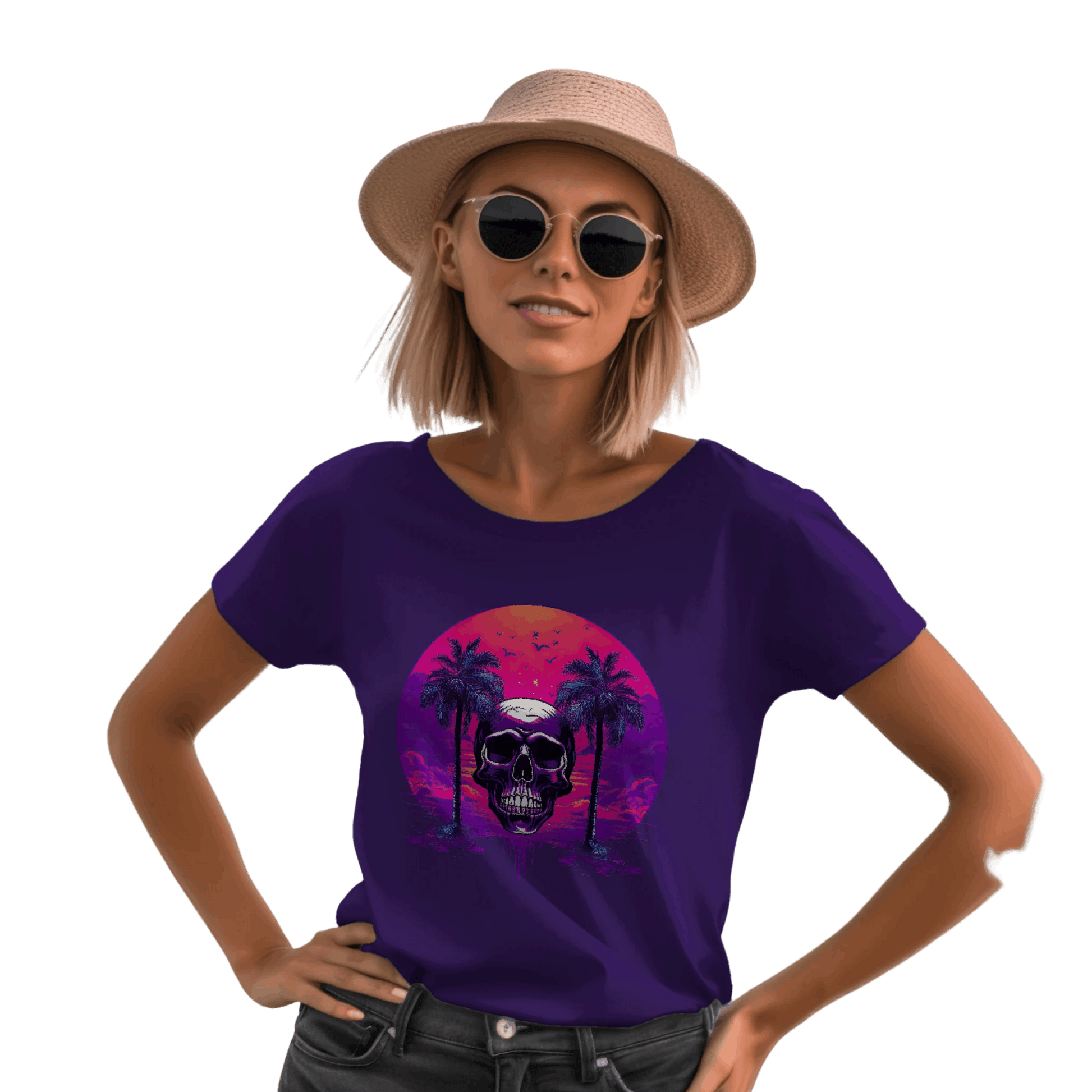 Empowering Skull Sunset T-Shirt Embracing Life and Mortality