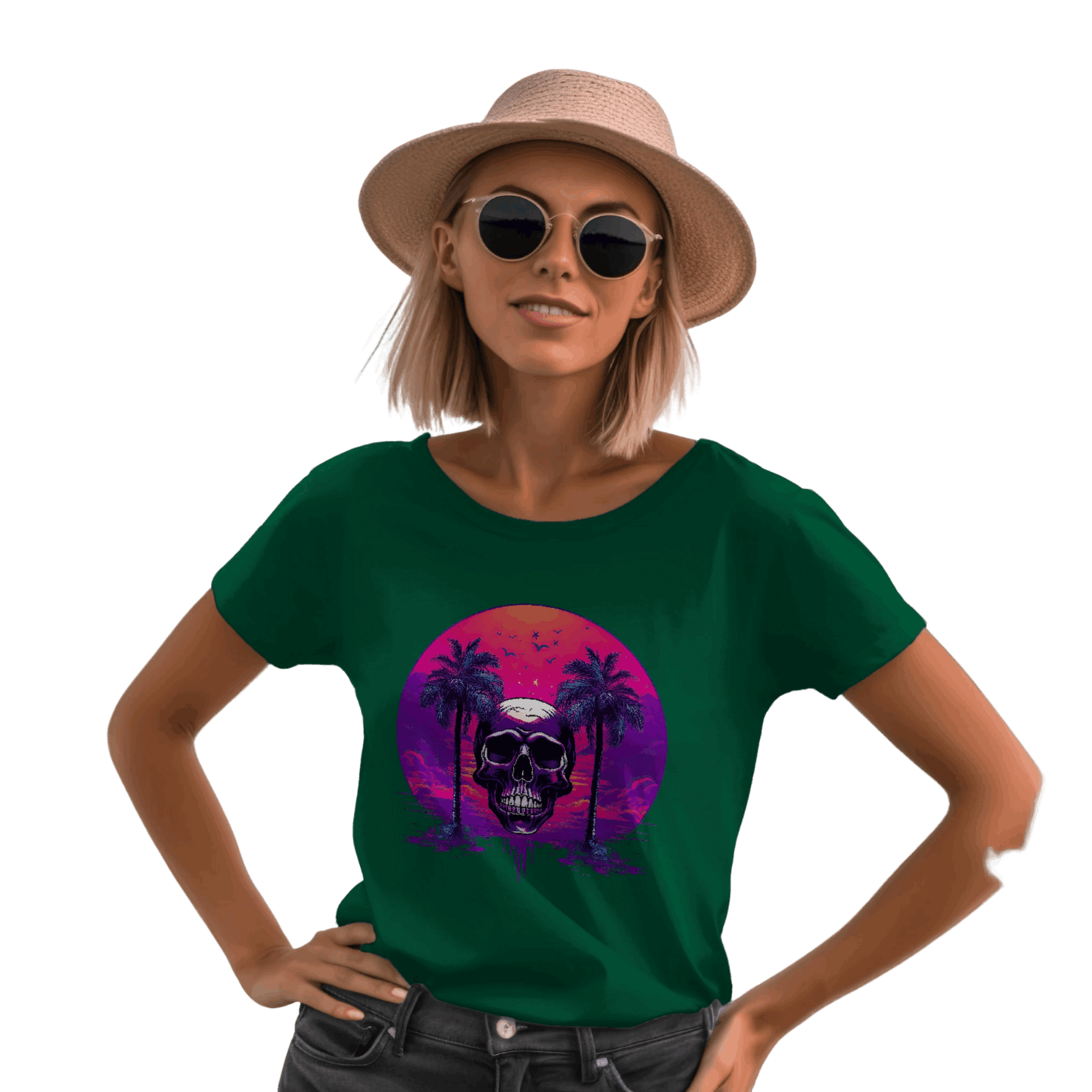 Empowering Skull Sunset T-Shirt Embracing Life and Mortality