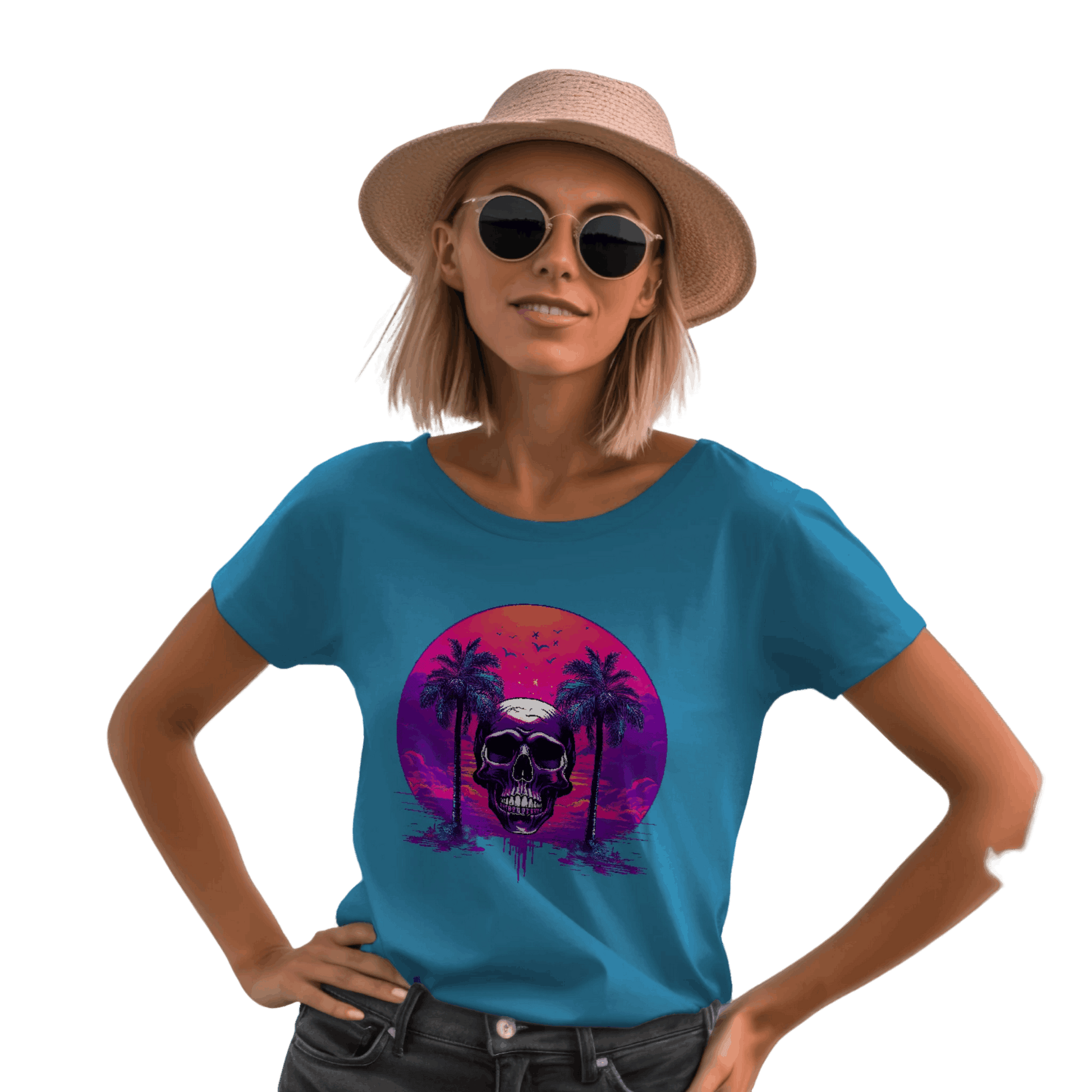 Empowering Skull Sunset T-Shirt Embracing Life and Mortality