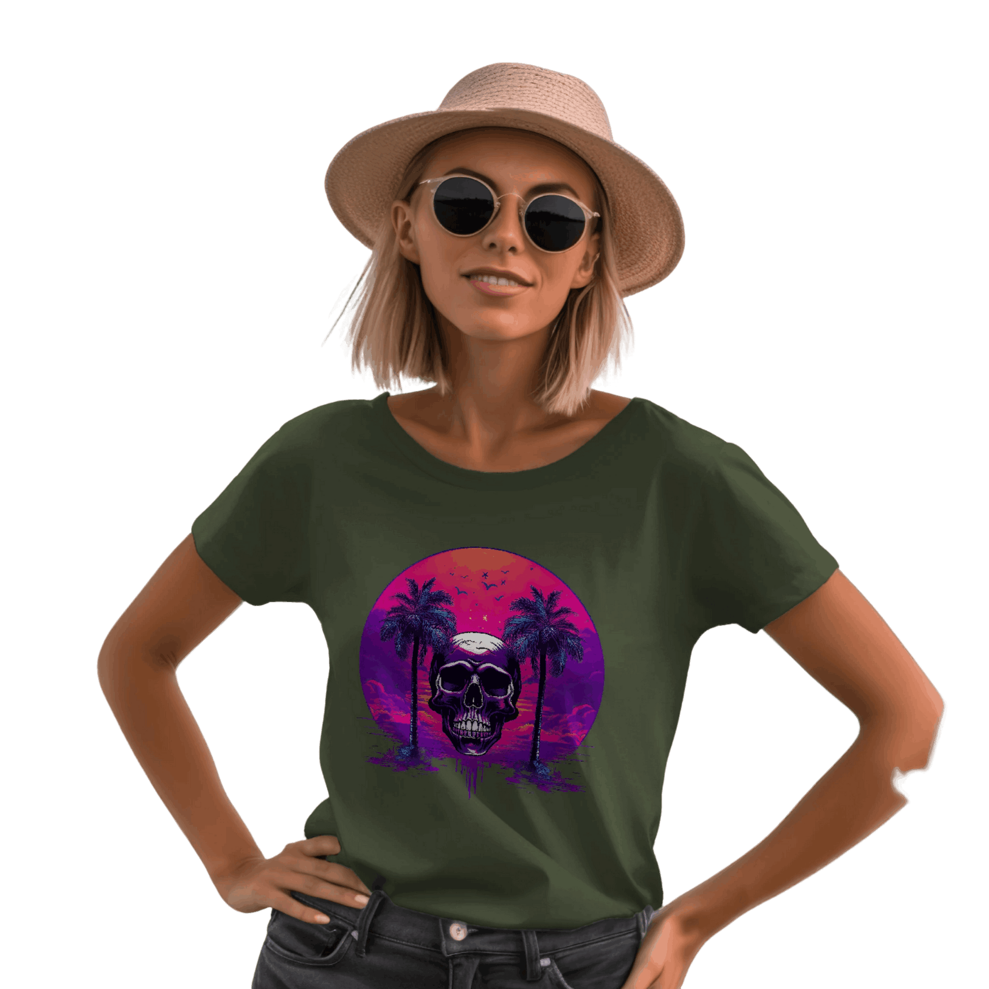 Empowering Skull Sunset T-Shirt Embracing Life and Mortality