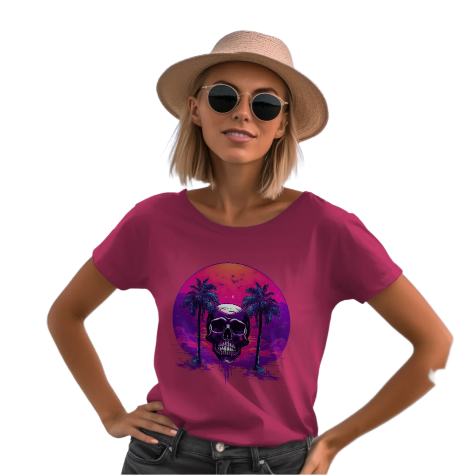 Empowering Skull Sunset T-Shirt Embracing Life and Mortality