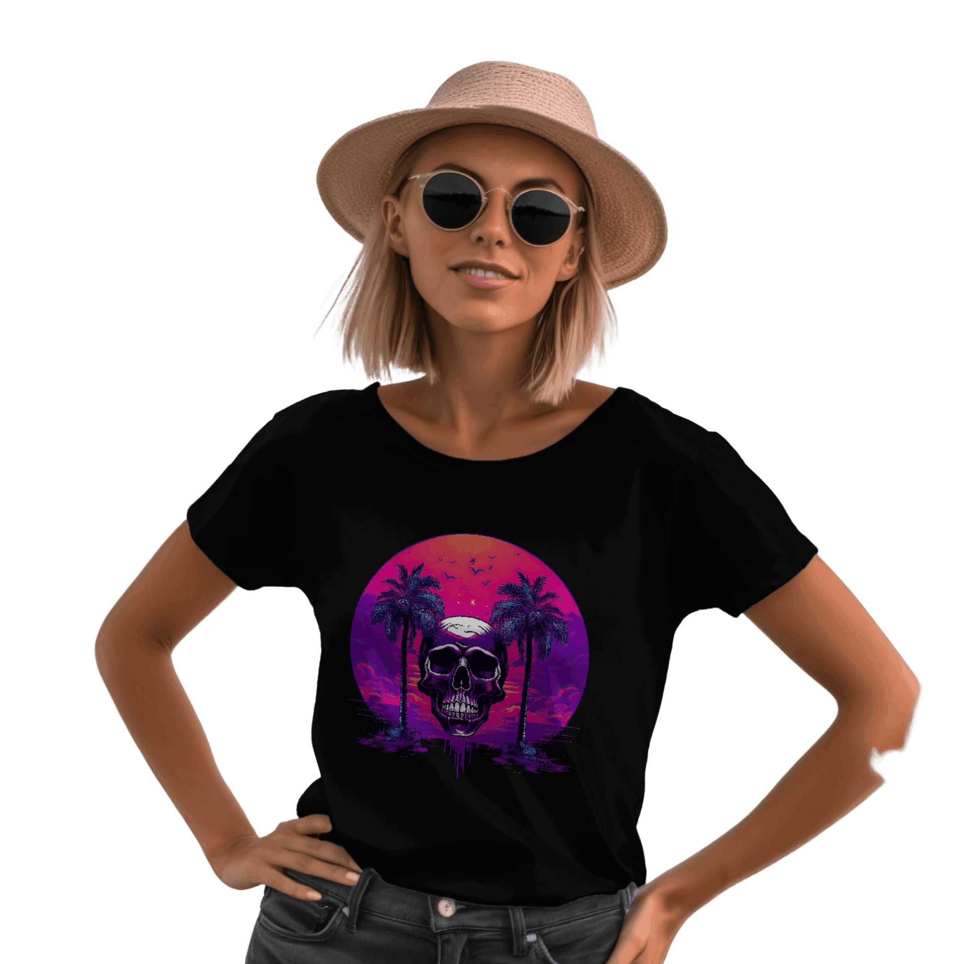 Empowering Skull Sunset T-Shirt Embracing Life and Mortality