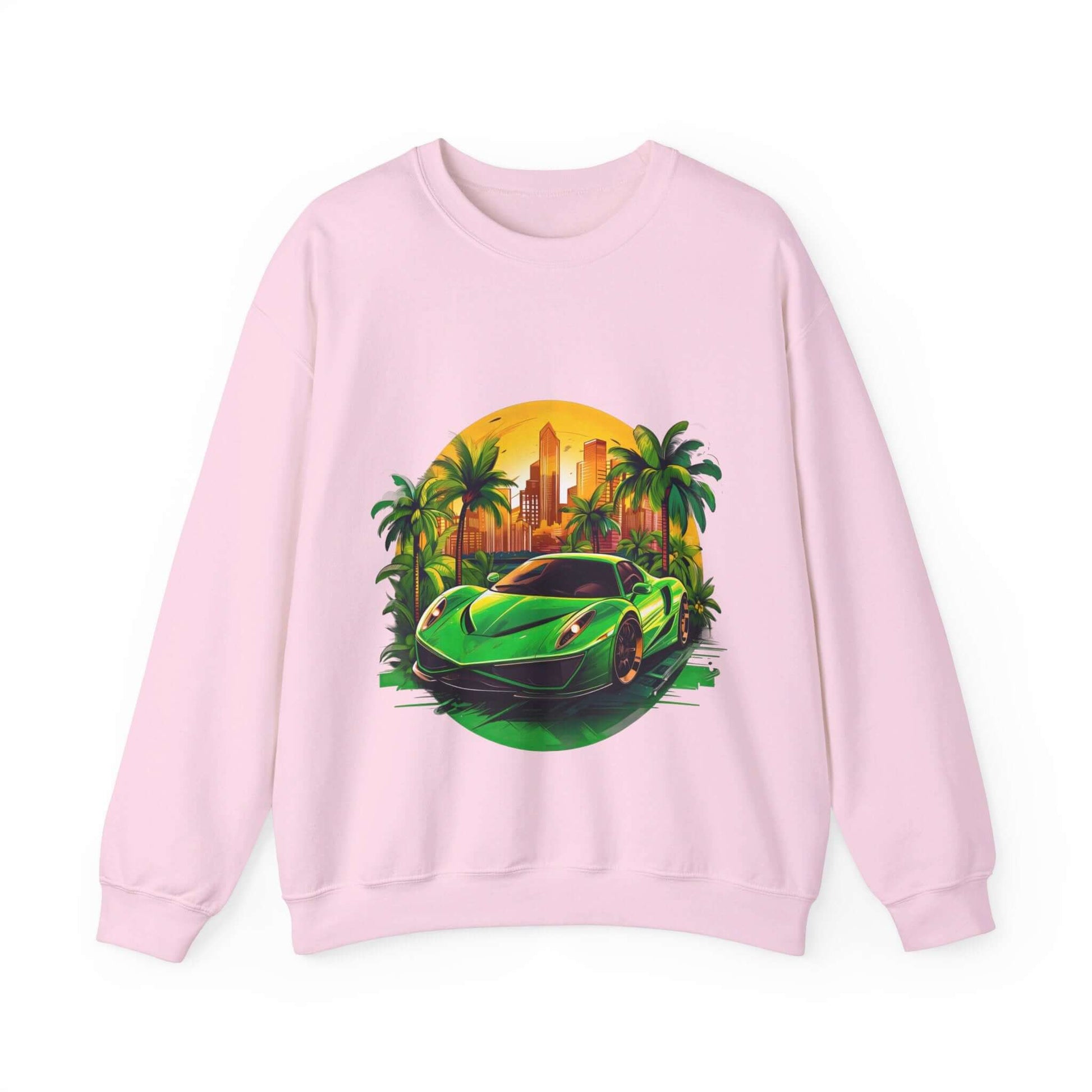 Sleek Green Sports Car Sweatshirt for Stylish Eco-Friendly Fashion