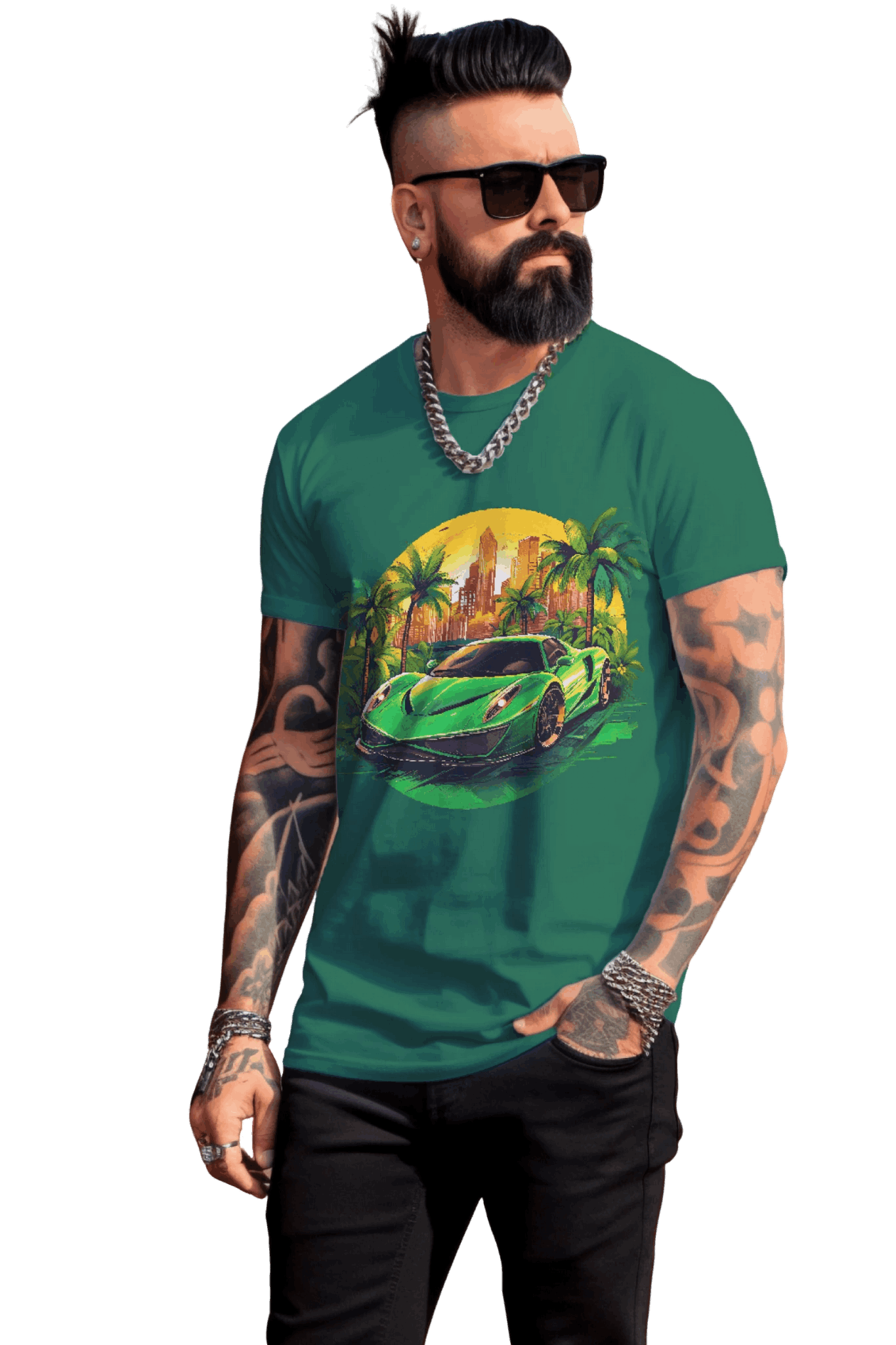 Sleek Green Sports Car T-Shirt for the Stylish Enthusiast Kelly