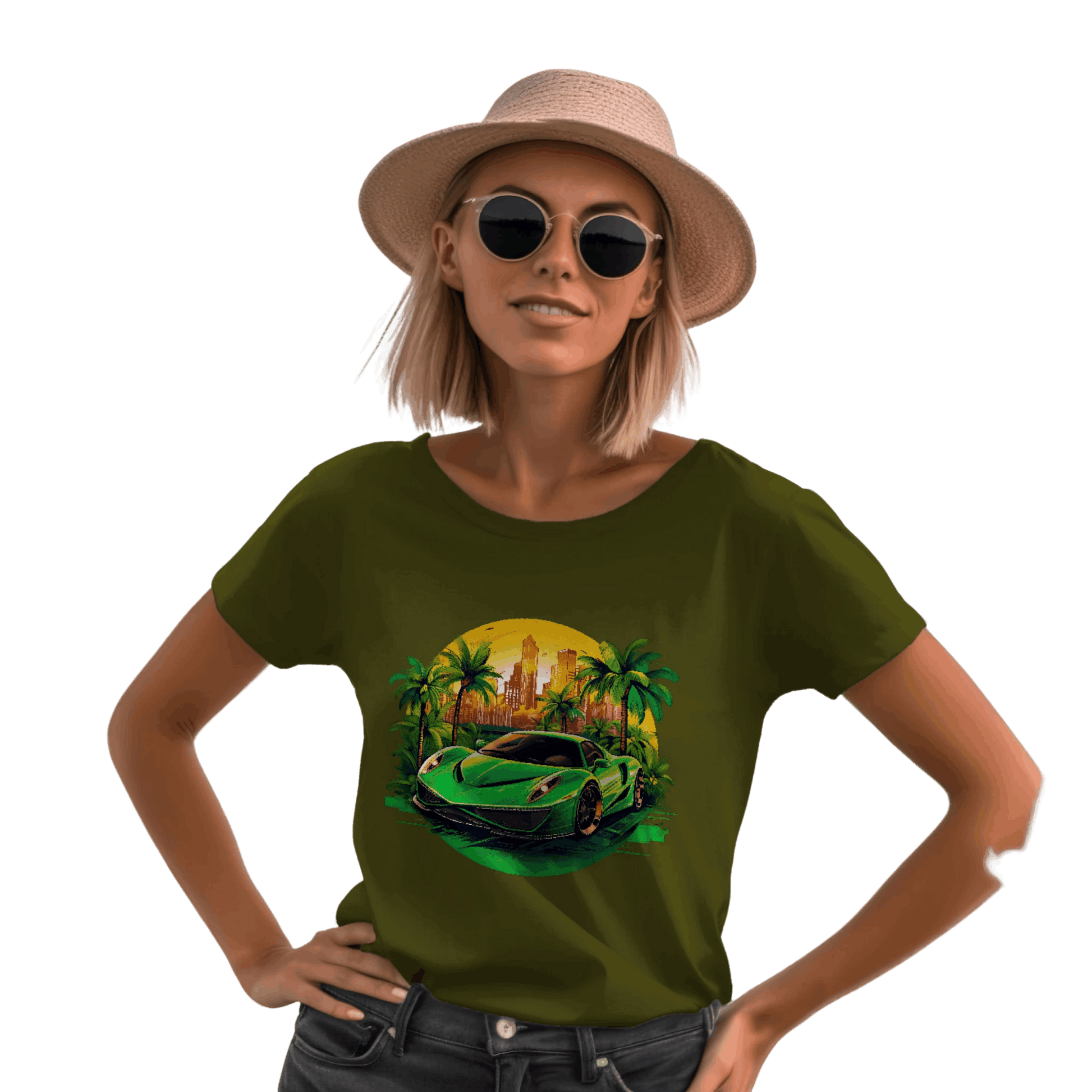 Sleek Green Sports Car T-Shirt for the Stylish Enthusiast