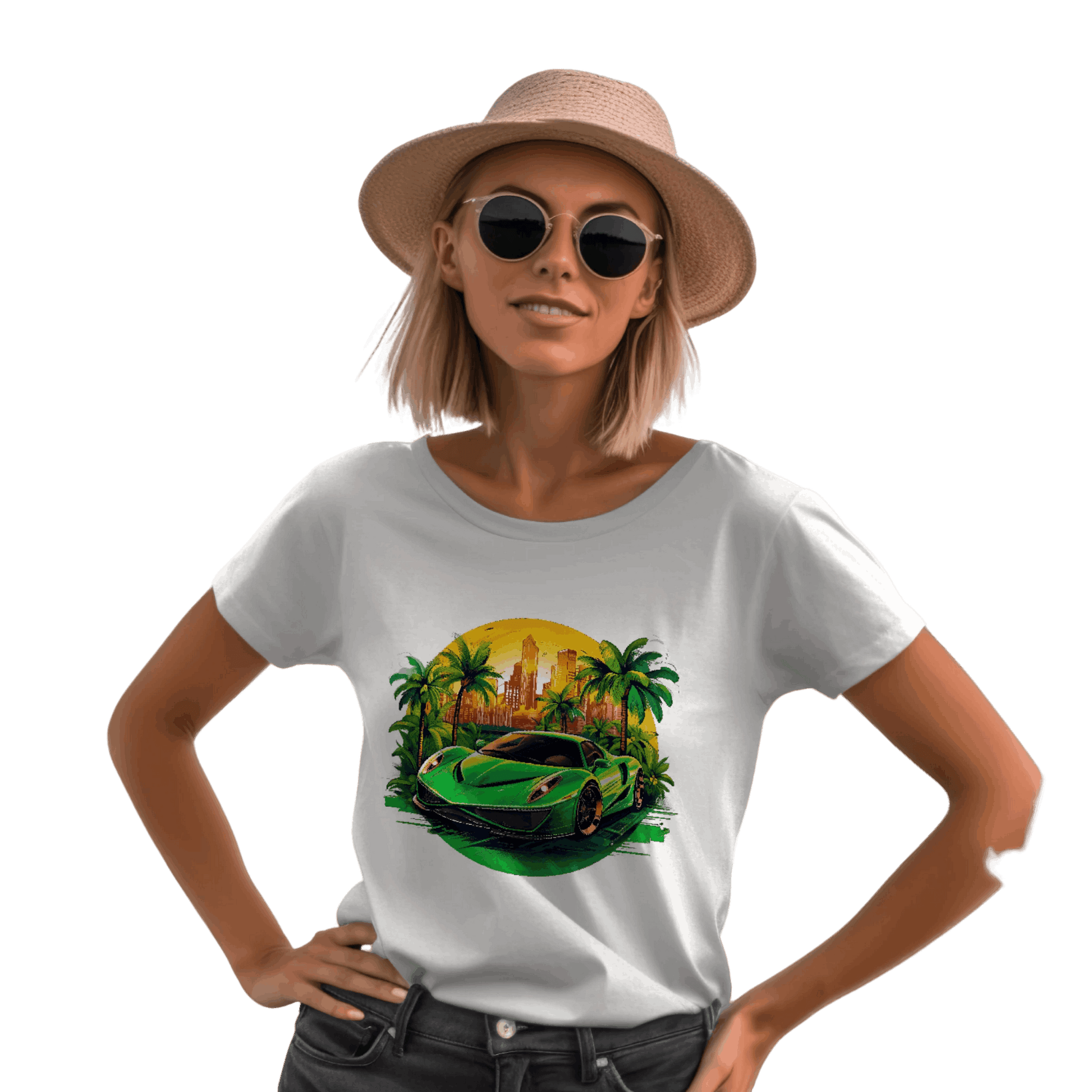 Sleek Green Sports Car T-Shirt for the Stylish Enthusiast