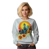 Thumbnail for Sunflower City Sweatshirt: Embrace Urban Serenity and Energy Light Blue