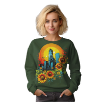 Thumbnail for Sunflower City Sweatshirt: Embrace Urban Serenity and Energy Forest Green