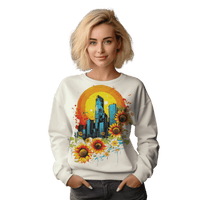 Thumbnail for Sunflower City Sweatshirt: Embrace Urban Serenity and Energy White