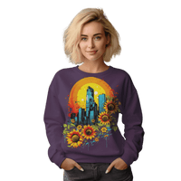 Thumbnail for Sunflower City Sweatshirt: Embrace Urban Serenity and Energy Purple