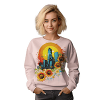 Thumbnail for Sunflower City Sweatshirt: Embrace Urban Serenity and Energy Light Pink