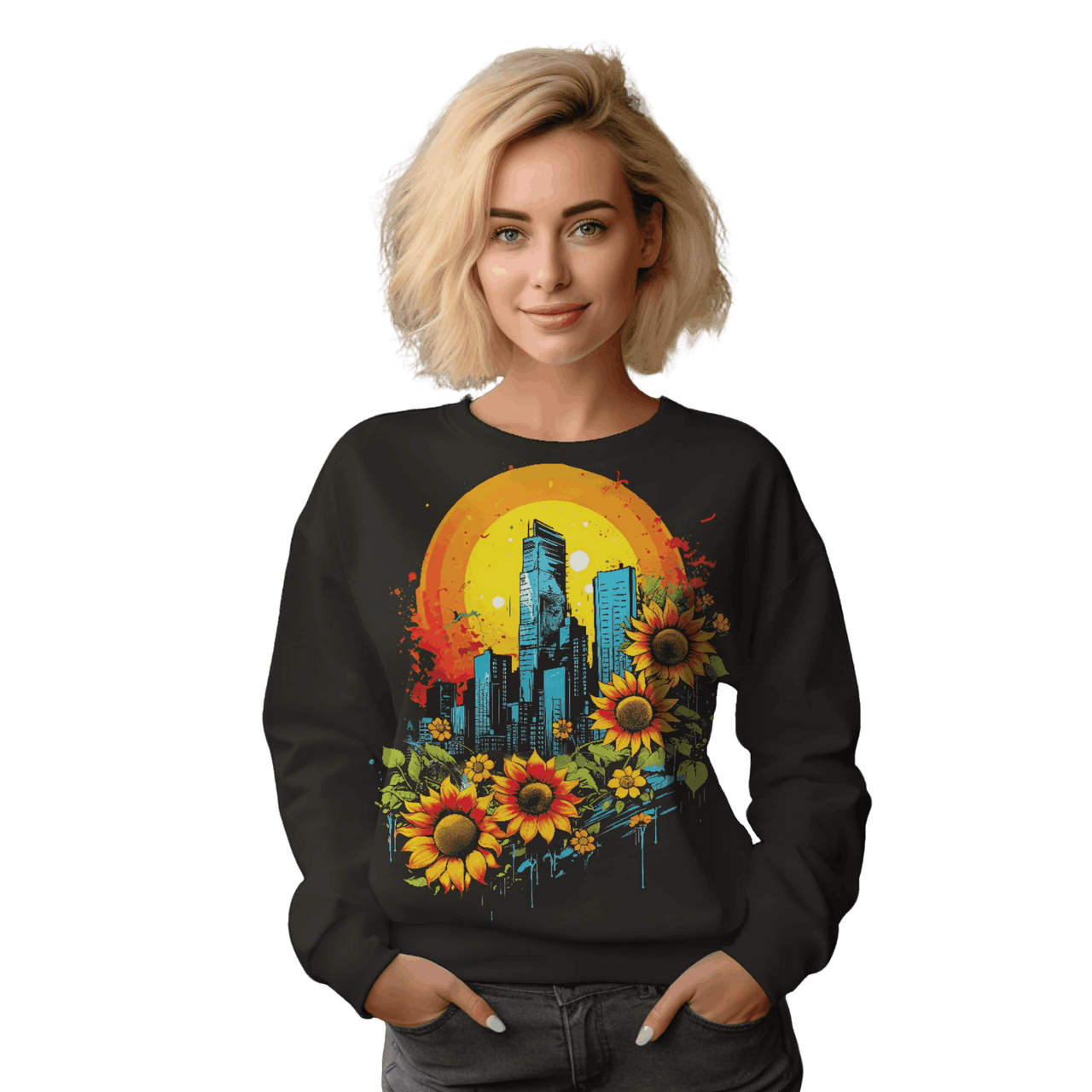 Sunflower City Sweatshirt: Embrace Urban Serenity and Energy Black