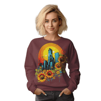 Thumbnail for Sunflower City Sweatshirt: Embrace Urban Serenity and Energy Maroon