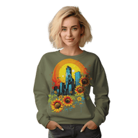 Thumbnail for Sunflower City Sweatshirt: Embrace Urban Serenity and Energy Military Green