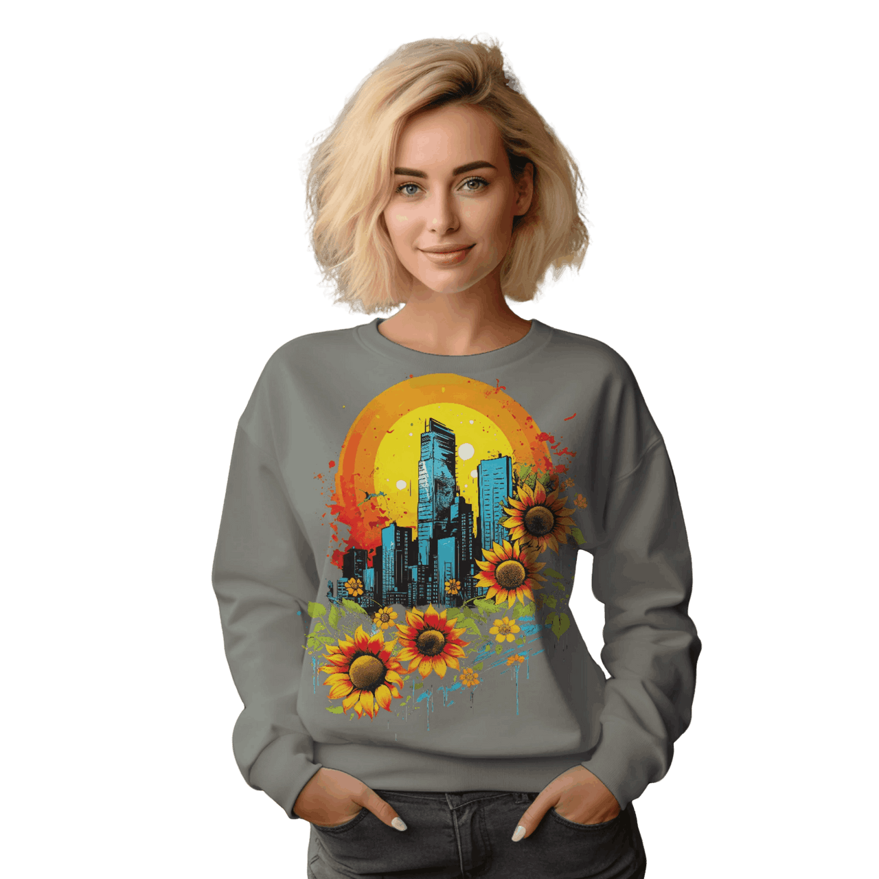 Sunflower City Sweatshirt: Embrace Urban Serenity and Energy Graphite Heather