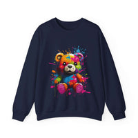 Thumbnail for Teddy Bear Paint Splatter Crewneck Sweatshirt for Unique Style